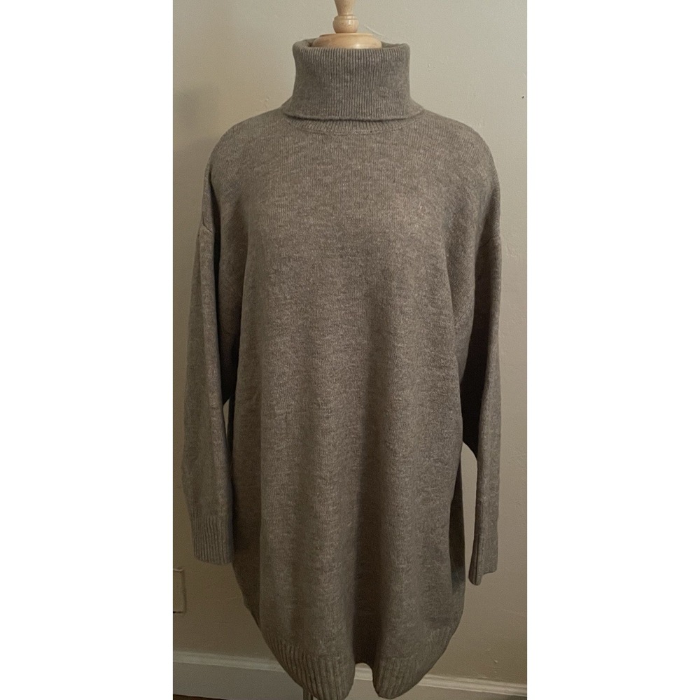 Mango MNG Taldora Knit Brown Mini Dress Sweater Turtleneck Size 14 NWT